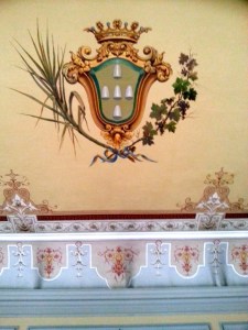 The Funchal crest, with sugar cane, wine, and sugar cones